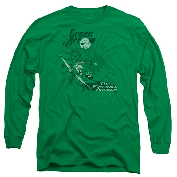 DC Comics The Emerald Archer Long Sleeve Adult 18/1 T-Shirt Kelly Green