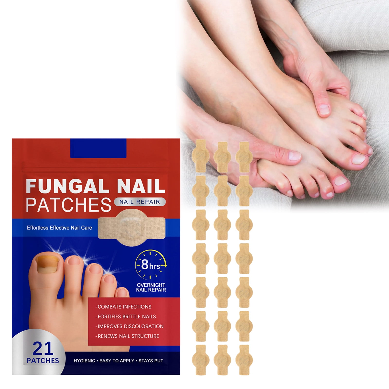 Nail Repair Patch, 42 PCS Fungal Nail Patch, Damaged Thickened Nails Repairing, Overnight Repair for Toenail and Fingernail
