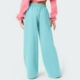 thumbnail image 6 of Wide Leg Pants Woman Solid Color Wide Leg Elastic Waist Womens Trousers with Pockets Ladies High Waisted Wide Leg Casual Loose Pants Daily Outdoor Sport Trousers Light Blue XXL, 6 of 9