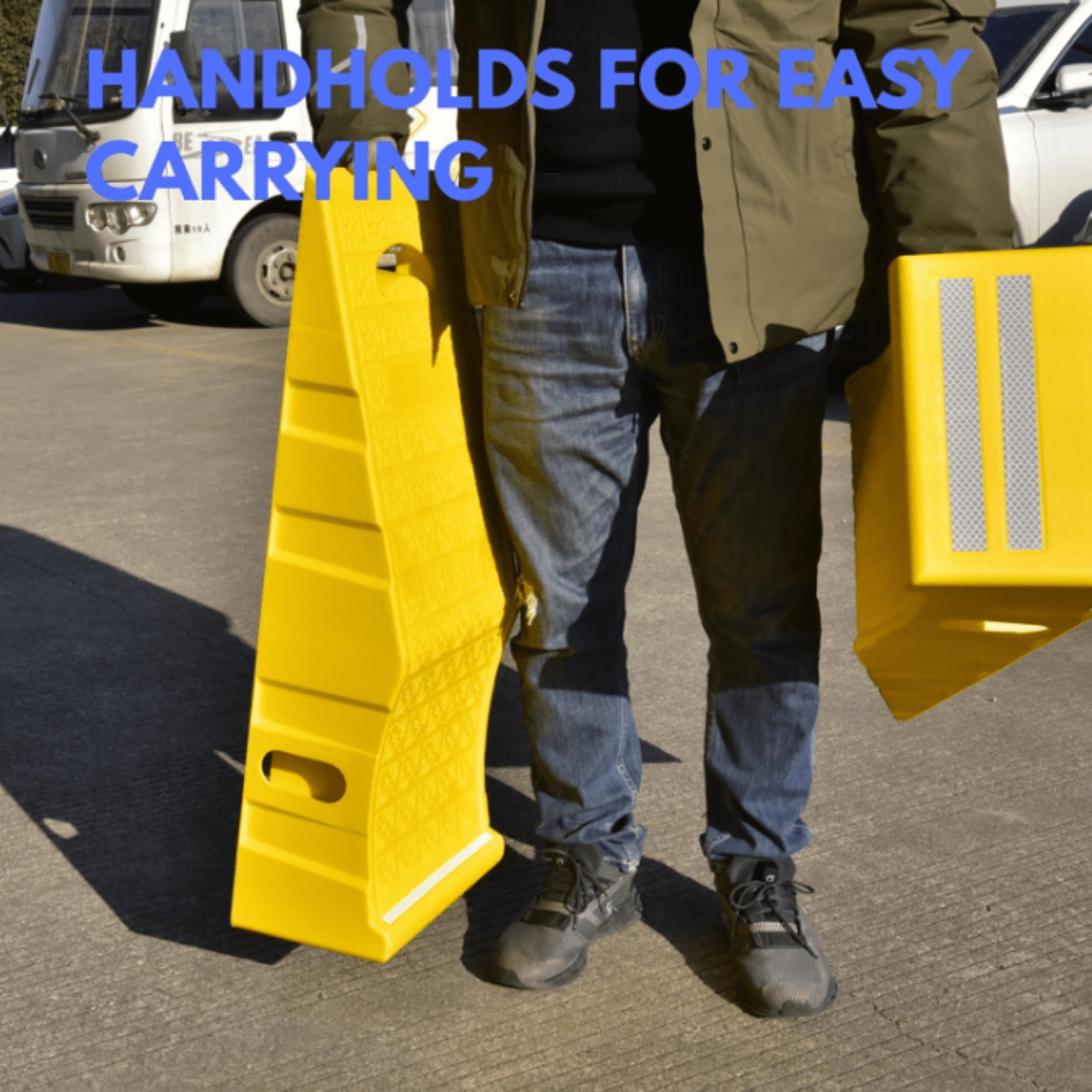 2 Pack Car Ramps，Portable Truck Service Ramps Lifts with Reflective Strips，Heavy-Duty Vehicle Ramps Oil Change for Home Garage or Shop RV Trailer Tire Changes & Maintenance, 20000 lbs,Yellow.