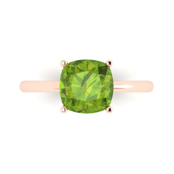 Solitaire Engagement Ring for Women - 2.5ct Natural Peridot in 18K Rose Gold Promise Ring
