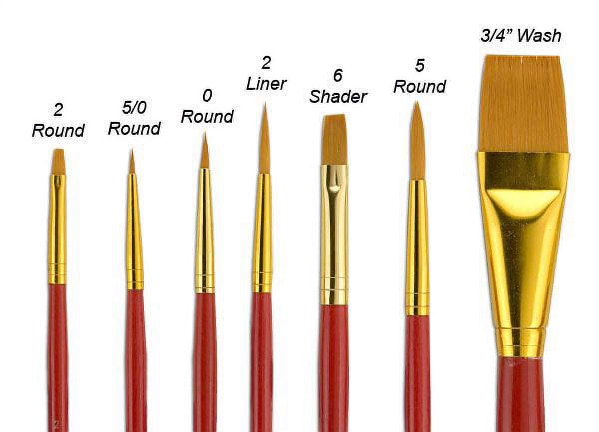 Creative Mark Fundamentals Paint Brush No. 15 Set of 7 - Short Handled For Decorative Arts, Watercolor, Acrylic, Oils, & More! - 12 Pack (84 Pcs)