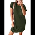 thumbnail image 1 of Vestido Mini Informal de Verano para Mujer, con Cuello Redondo, Corta y Canalé Verde M, 1 of 7