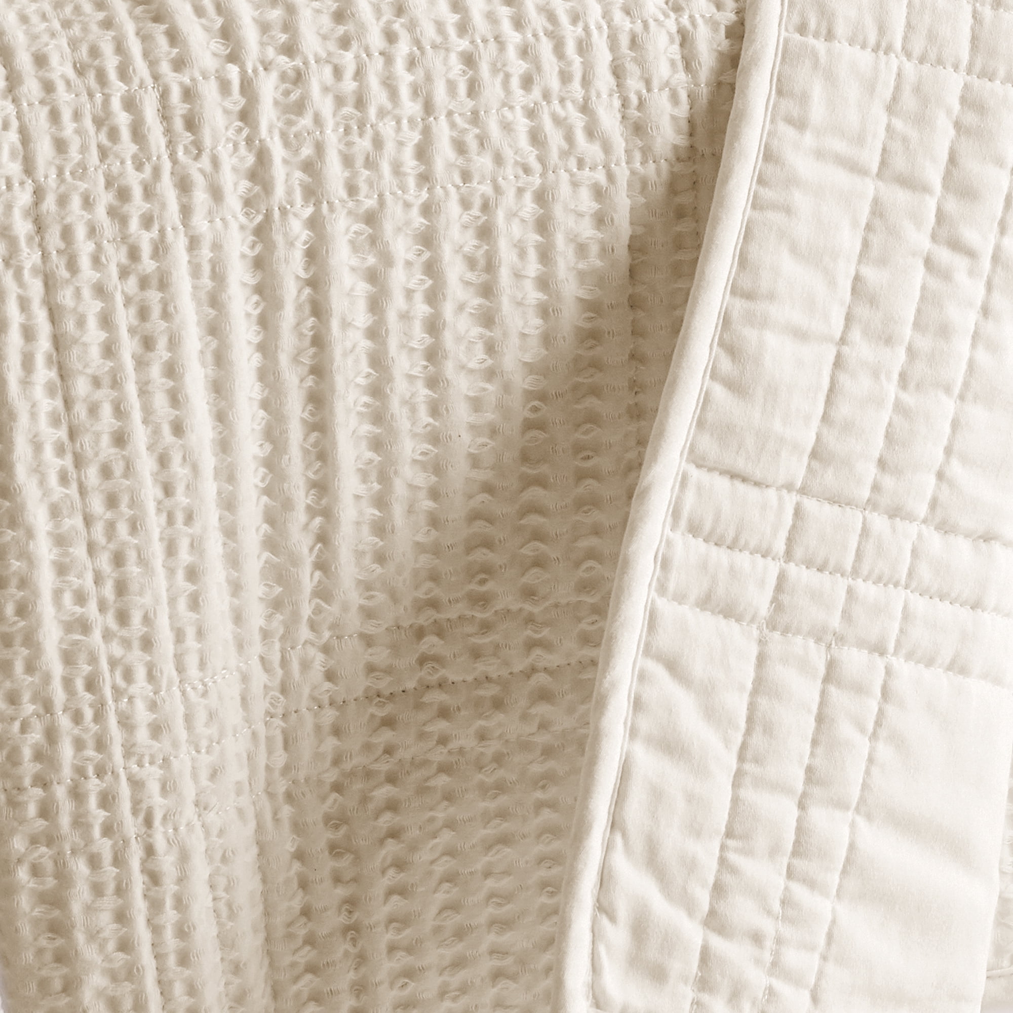 Levtex Home - Cloud Waffle Quilt Set - Full/Queen Quilt and Two Standard Shams - Waffle Textured - Undyed Cream - Quilt (88x92in.) and Shams (20x26in.) - Reversible - Cotton