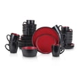 thumbnail image 1 of Stone Lain Ensemble de Vaisselle en Grès Glacé Rond 32 Pcs, Service pour 8, Rouge et Noir, 1 of 5