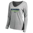 thumbnail image 2 of Women's Ash Seattle Seahawks Iconic Collection Script Assist Long Sleeve V-Neck T-Shirt, 2 of 3