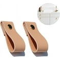 thumbnail image 1 of Mejora de muebles con tiradores de cuero genuino para cajones, pomos de gabinete de material suave de estilo industrial para cocinas y baños, 10 piezas de fácil instalación con tornillos incluidos, 1 of 5
