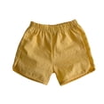 thumbnail image 4 of BLTIBY Girls Boys Casual Shorts Toddler Cotton Shorts Summer Lightweight Elastic Waisted Short Pants Yellow 3-4 Years, 4 of 8
