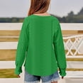 thumbnail image 6 of Likimi Toddler Kids Girls Tees Long Sleeve Solid Color Crewneck T-Shirt Loose Relaxed Soft Spring Fall Tops Size 6-8 Years Green, 6 of 8