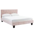 thumbnail image 1 of Lit Plateforme, 60 PO en velours, rose blush, 1 of 5