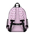thumbnail image 3 of Pink Butterfly Pattern Backpack for School,Cute School Bag,Schoolbag with Adjustable Shoulder Straps & Padded Back,15.25"x11.5"x5.25", 3 of 5