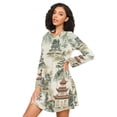 thumbnail image 3 of FORMRS Womens Long Sleeve Nightgowns Crew Neck Sleep Shirt Soft Pajamas Sizes S-3XL, Green Mountain Pattern, 3 of 8