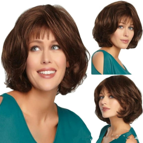 DOPI Hair Brown Fashion Synthetic Hair Fiber Natural Curly Wig Wigs Short Female wig