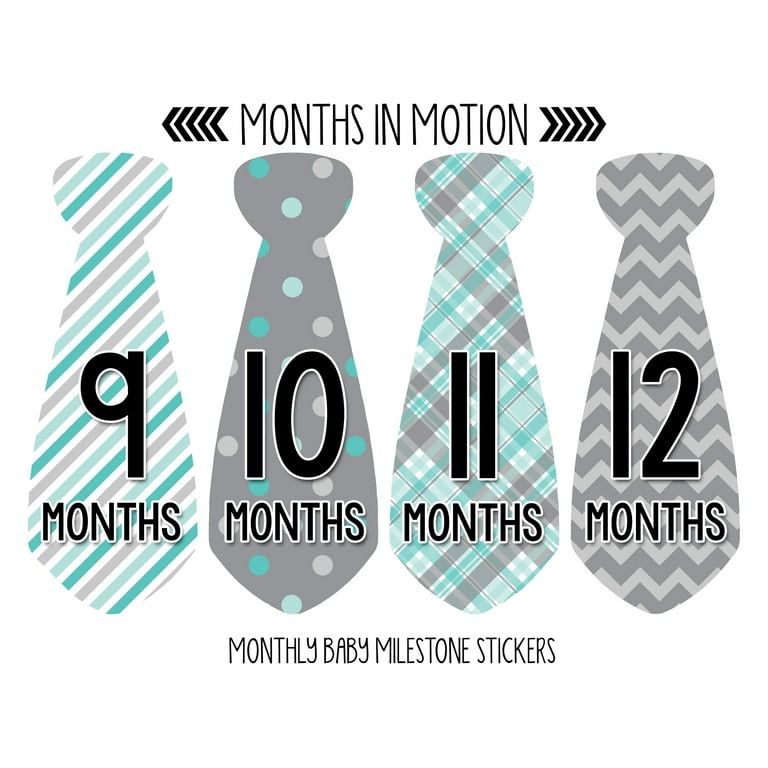  Months in Motion Baby Monthly Necktie Stickers - Baby