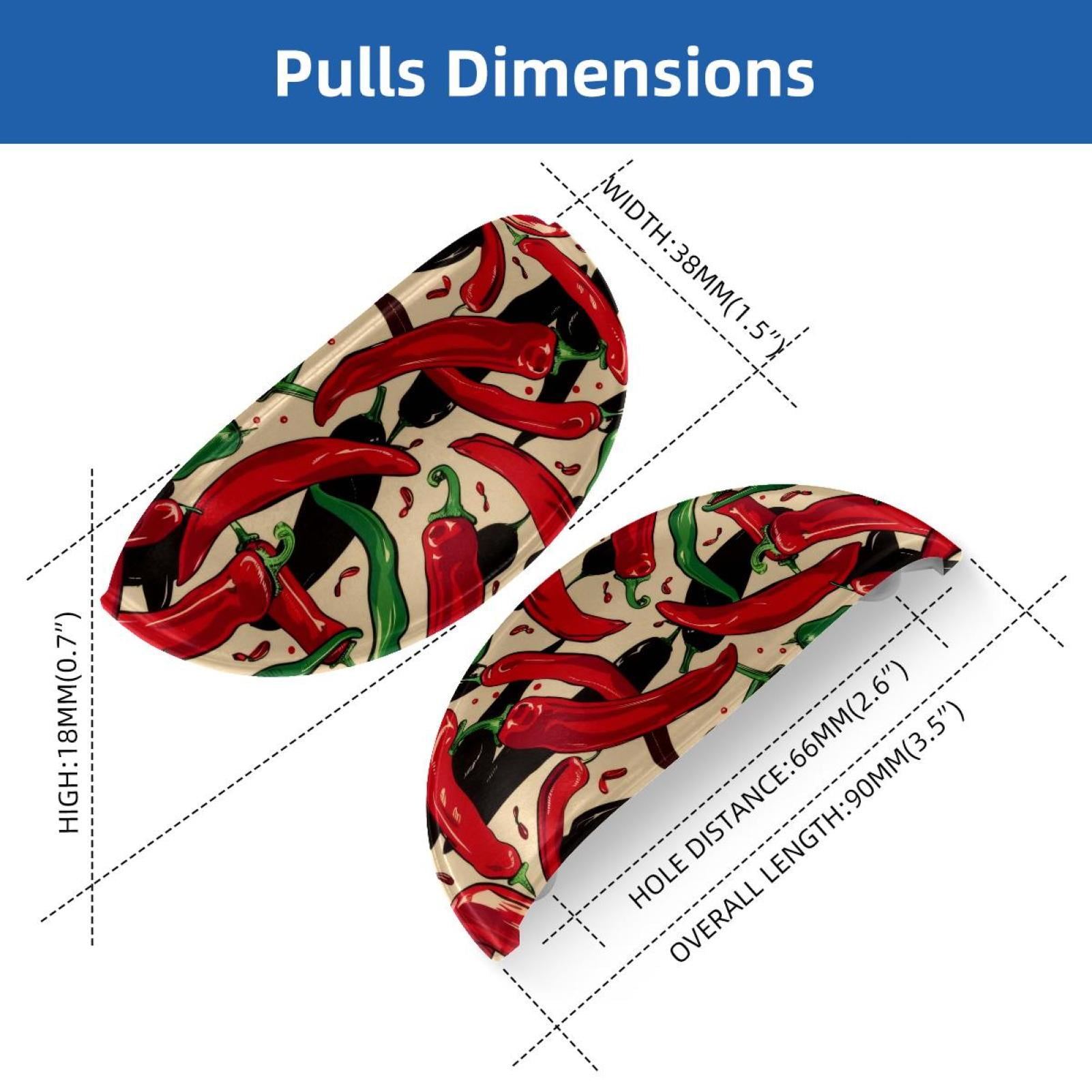 PhooArto 6 Pcs Cup Drawer Pulls, Red Hot Chili Pepper Pattern Shell Shape Handles Cabinet Knobs for Dresser Cupboard Closet Wardrobe with Screws