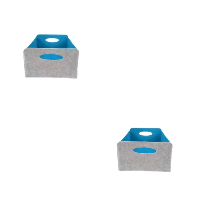 Billuyoard Contenedor de almacenamiento plegable de fieltro Organizador elegante para oficina en casa o dormitorio con estilo gris+azul 30x24x15cm 2Conjunto