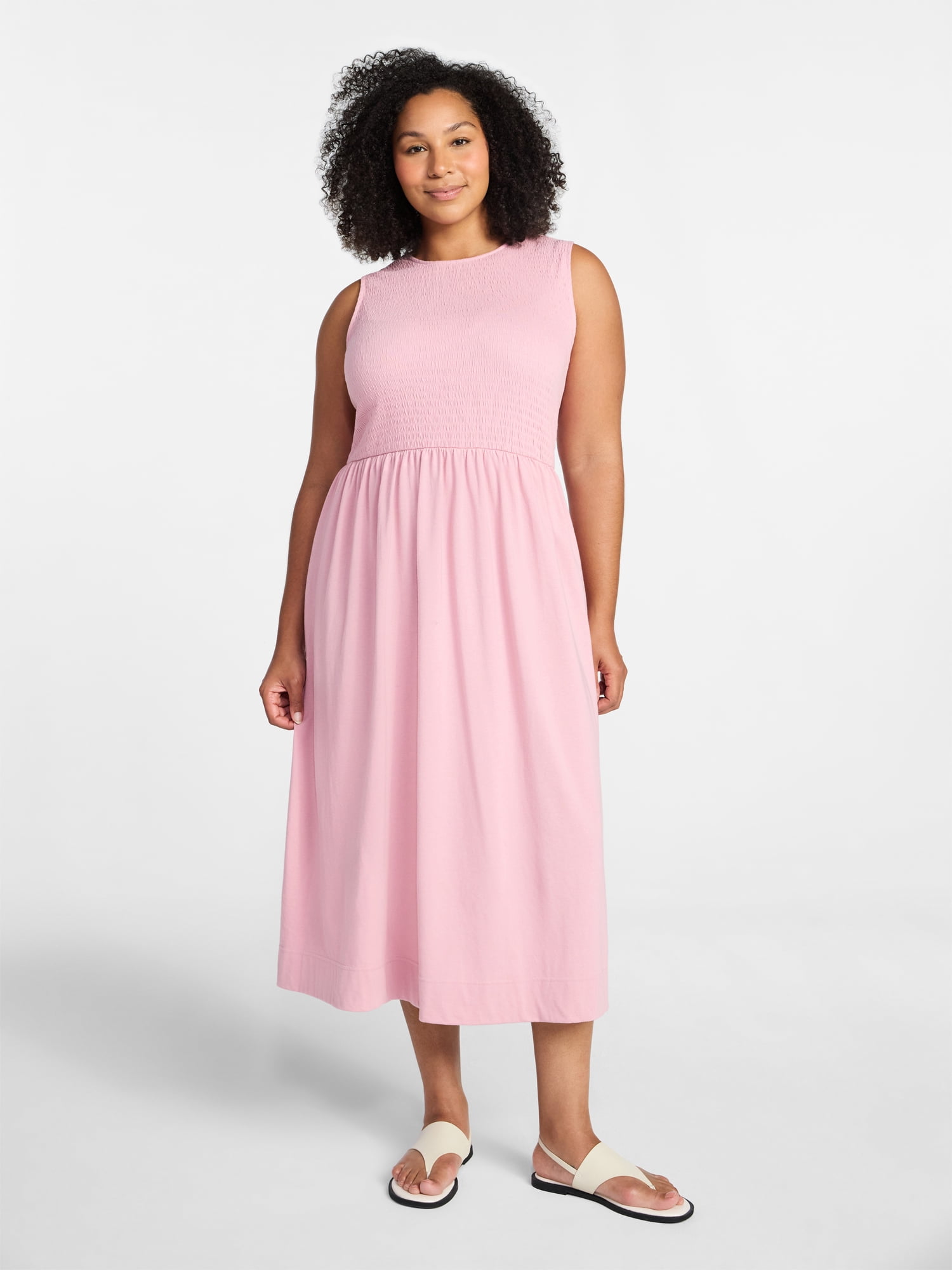 Time and Tru Women's Sleeveless Smocked Knit Dress, Sizes XS-XXXL