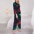 thumbnail image 2 of Bingfone Womens Pajama Sets Red And Green Carnation Print,Long Sleeve Loungewear Pajamas Set-X-Large, 2 of 8