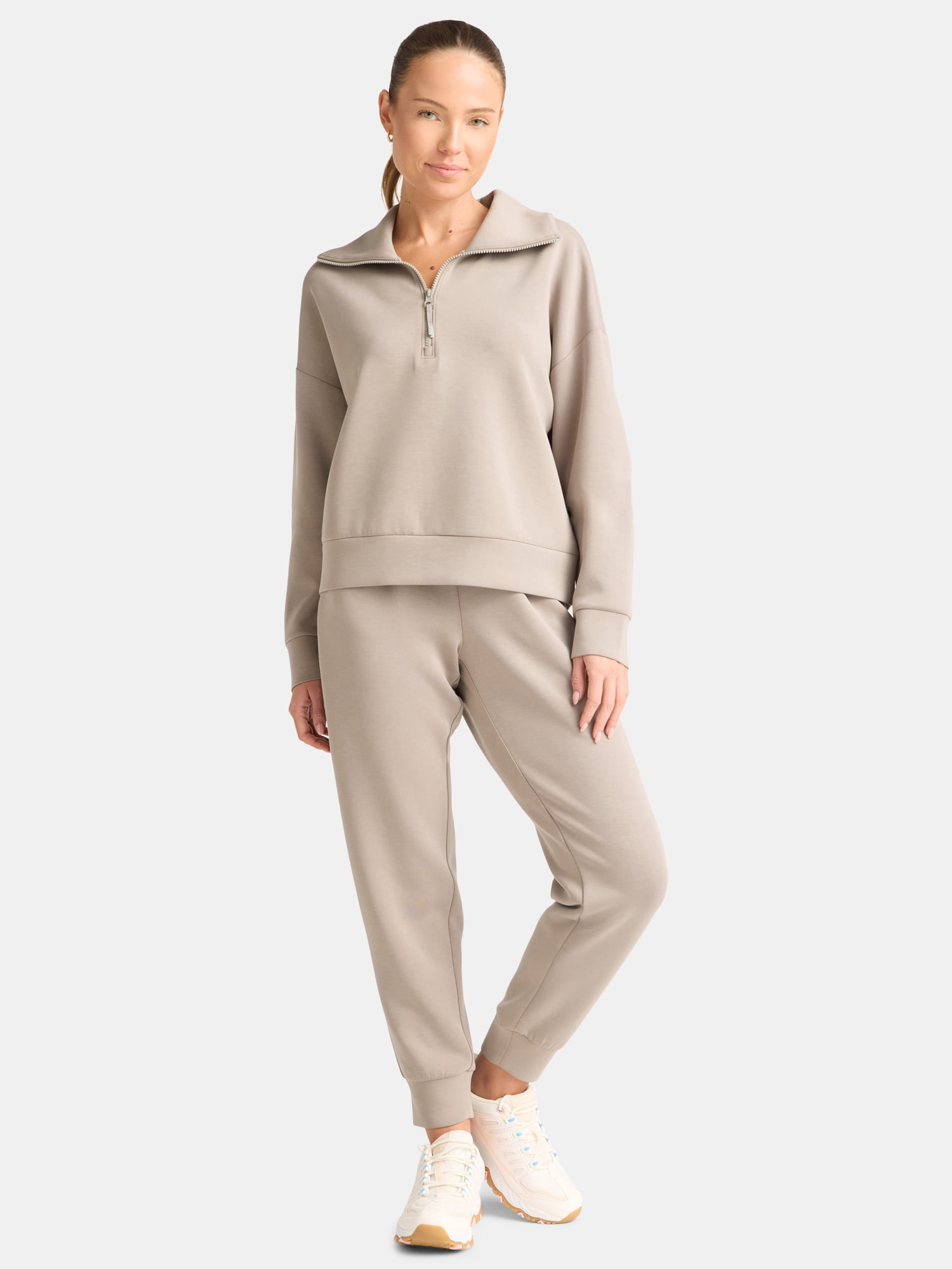 Avia Women's and Women's Plus ScubaKnit Quarter Zip Pullover, Sizes XS-4X