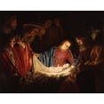 thumbnail image 2 of van Honthorst, Gerard 24x20 Black Ornate Wood Framed with Double Matting Museum Art Print Titled - Adoration of the Shepherds, 2 of 4