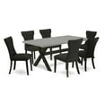thumbnail image 2 of East West Furniture X697GA124-7 7-Pc Kitchen Table Set - 6 Kitchen Parson Chairs and 1 Modern Cement Breakfast Table Top with Button Tufted Chair Back - Wire Brushed Black Finish, 2 of 10