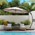 thumbnail image 3 of LAUSAINT HOME 11 FT Outdoor Patio Umbrella with Base, Aluminum Cantilever Umbrella with Crank, Champagne, 3 of 12
