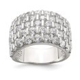 thumbnail image 4 of 925 Sterling Silver Cubic Zirconia Wide Band Ring Size 7, 4 of 5