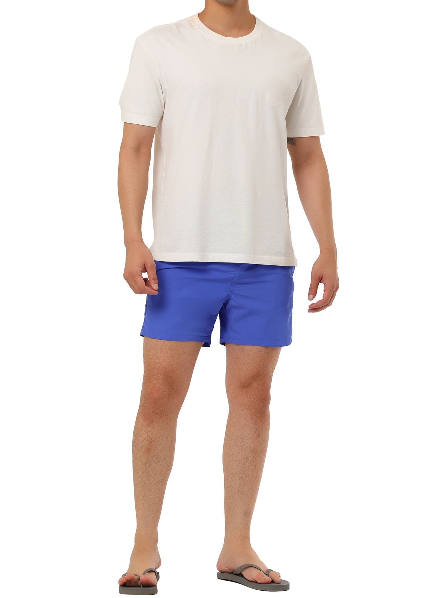 Unique Bargains Men's Summer Casual Beach Drawstring Mesh Lining Board Shorts 28 Blue