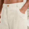 thumbnail image 5 of LWavelet Mens Linen Wide Leg Pants Elastic Waist Button Detail Summer Pants Khaki 3XL, 5 of 6