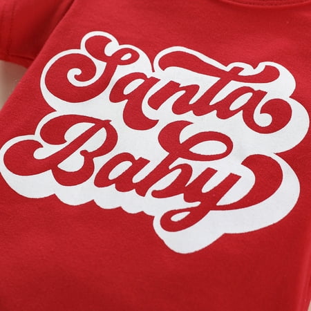 

KaLI_store Boys Girls Christmas Santa Babys Prints Romper Bodysuits Red For Babys Gymnastics Shirts for Girls