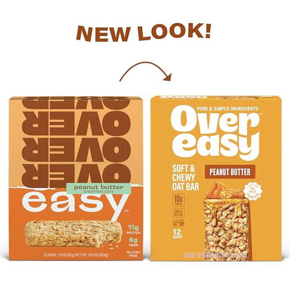 Over Easy Peanut Butter Breakfast Bars | All Natural, Clean Ingredient Protein Bars | Breakfast & Cereal Bars | 12 Protein Snack Bars Gluten Free, Dairy Free, Soy Free