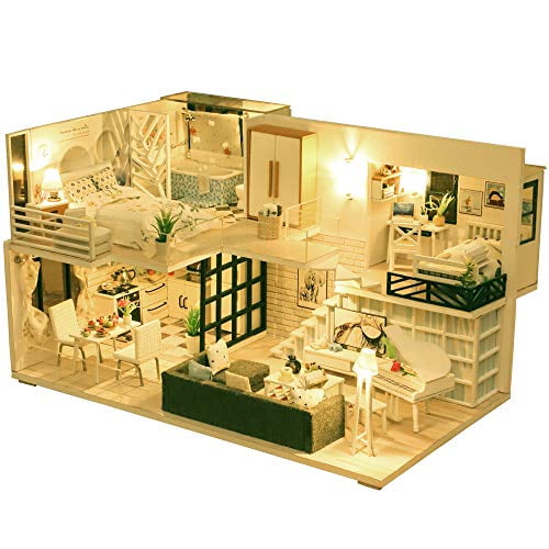 Miniature Dolls House kit Q12 3D Wooden Miniature House Fsolis DIY Dollhouse Miniature Kit with Furniture