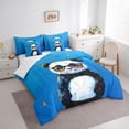 thumbnail image 3 of Feelyou Child Cartoon Panda Bedding Comforter Set 7 Pieces, Artwork Oil Printing Full Bedding Set, Cute Graffiti Animal Reversible Fitted Sheet Flat Sheet, Super Cozy Room Decor, 3 of 7