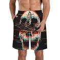 thumbnail image 2 of Uemuo Glitch Screaming Skull Pattern Men's Swim Trunks Hawaiian Beach Bathing Suit Swimsuits Beach Quick-Dry Shorts with Pockets-Small, 2 of 9