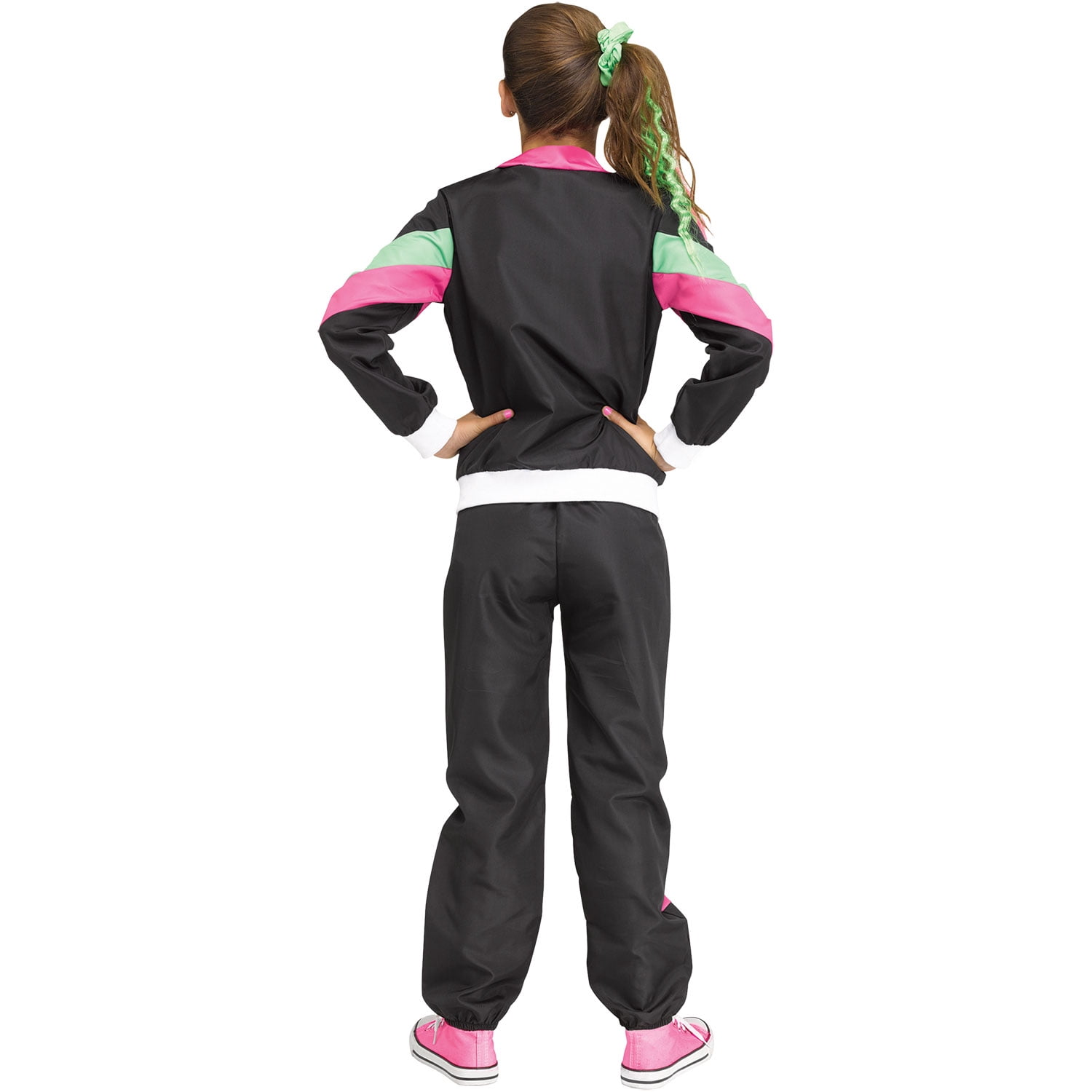 Fun World 80's Track Suit Halloween Fancy-Dress Costume for Child, Little Girls M (8-10)