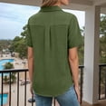 thumbnail image 4 of NAFUU Females Shirts Casual Short Sleeve Button Down Solid Color Lapel Stylish Tops For Women Trendy, 4 of 7