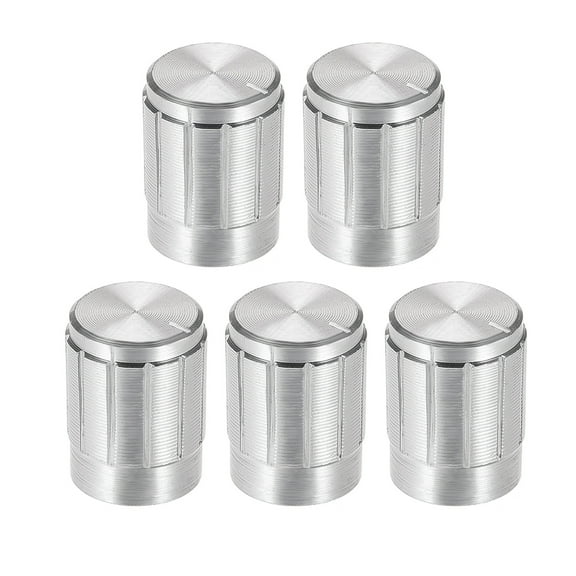 5pcs Potentiometer Knob Cover Cap Silver Tone Aluminum 6mm Shaft Dia. Rotary Knob 13mm x 17mm Volume Control Knob