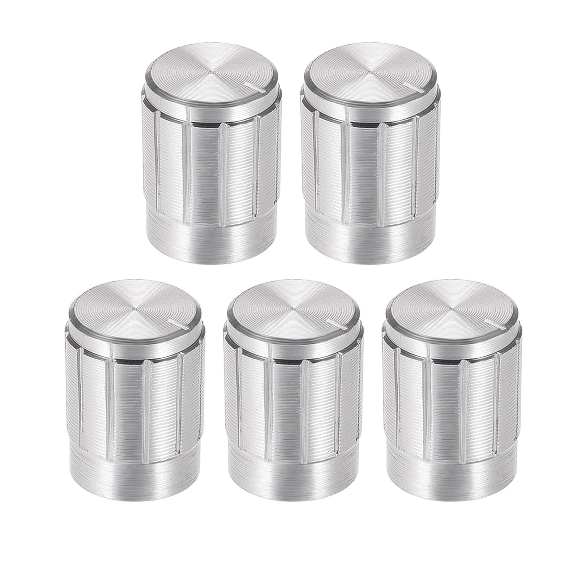 5pcs Potentiometer Knob Cover Cap Silver Tone Aluminum 6mm Shaft Dia. Rotary Knob 13mm x 17mm Volume Control Knob