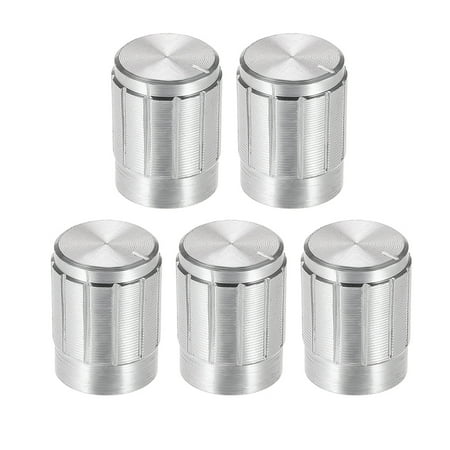 5pcs Potentiometer Knob Cover Cap Silver Tone Aluminum 6mm Shaft Dia. Rotary Knob 13mm x 17mm Volume Control Knob
