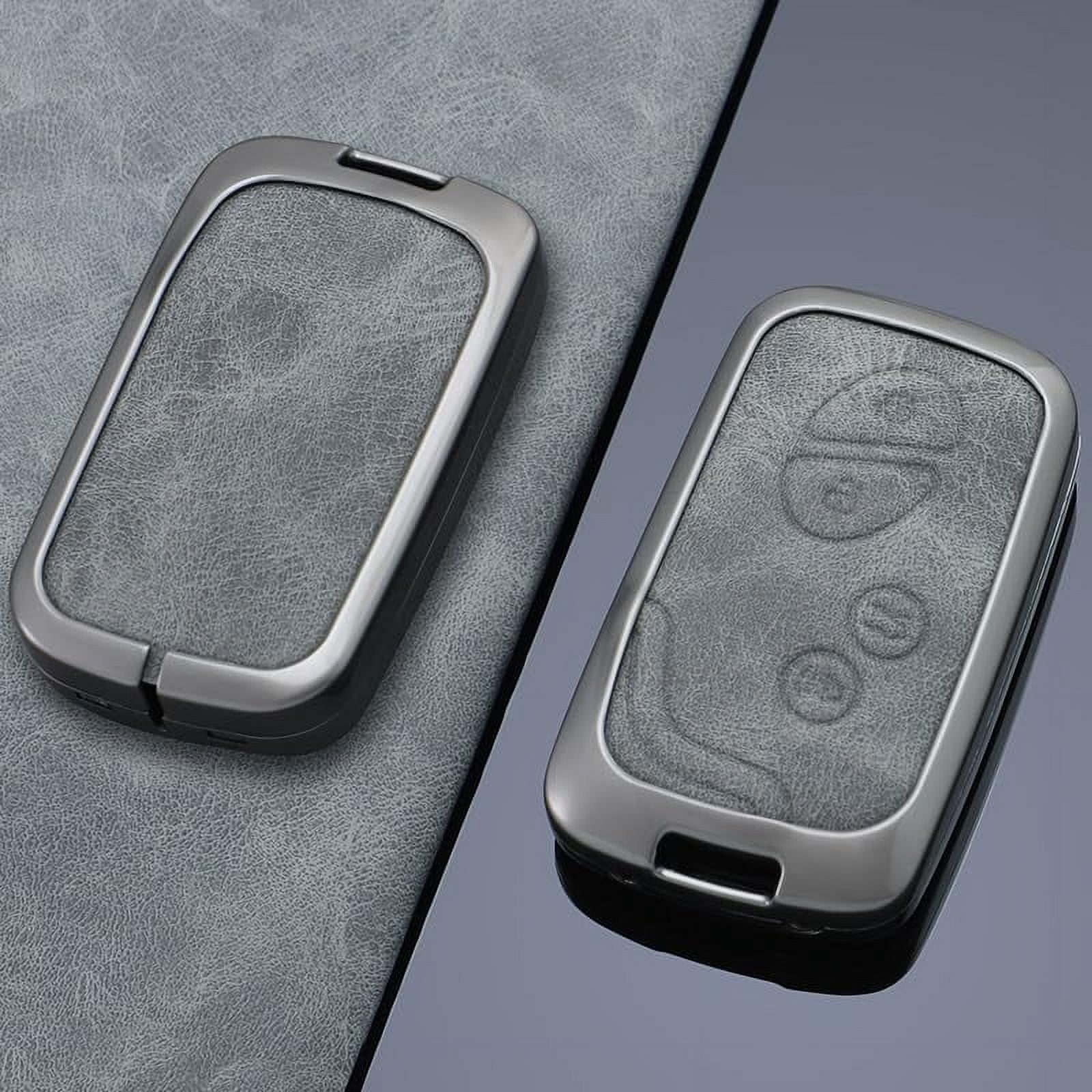 Gray Metal Leather Key Fob Cover Fit for Lexus GX460 RX350 ES350 IS250 GX460 LX570 IS350 GS430 GS300 GS450h is-C is-F Keyless Key Holder with Keychain