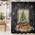 thumbnail image 6 of Christmas Xmas Shower Curtains for Bathroom, Tree Ball Fruits Snowflake Black Waterproof Fabric Shower Curtain for Bathroom Bathtub Decoration, Machine Washable, 72"x72", 6 of 9