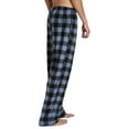 thumbnail image 5 of Adult Mens Fleece Pajama Jammies Pants Black and Blue Check L, 5 of 6