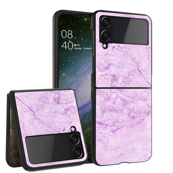 ANJ  Hard Protective Printed Case Cover Compatible with Samsung Galaxy Z Flip 4 - Pink Marble
