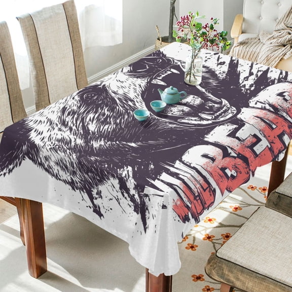 BZSMCE Square Tablecloth Black Wild Bear Pattern Tableclothes