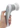 thumbnail image 4 of Cepillo de limpieza eléctrico portátil de mano, recargable por USB, giratorio 360°, con 3 cabezales de cepillo, color gris, 4 of 15