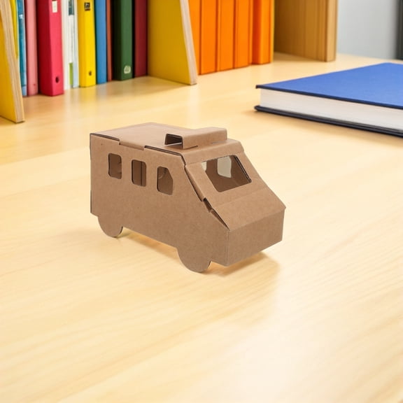 OUNONA 3Pcs DIY Paper Vehicle Model Kit Khaki Cardboard Craft Set for Fun