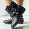 thumbnail image 6 of YLYL Women's Ankle Boots Fashion Studded Ankle Strap Chunky Heel Side Zipper Punk Goth Motorcycle Booties, 6 of 8