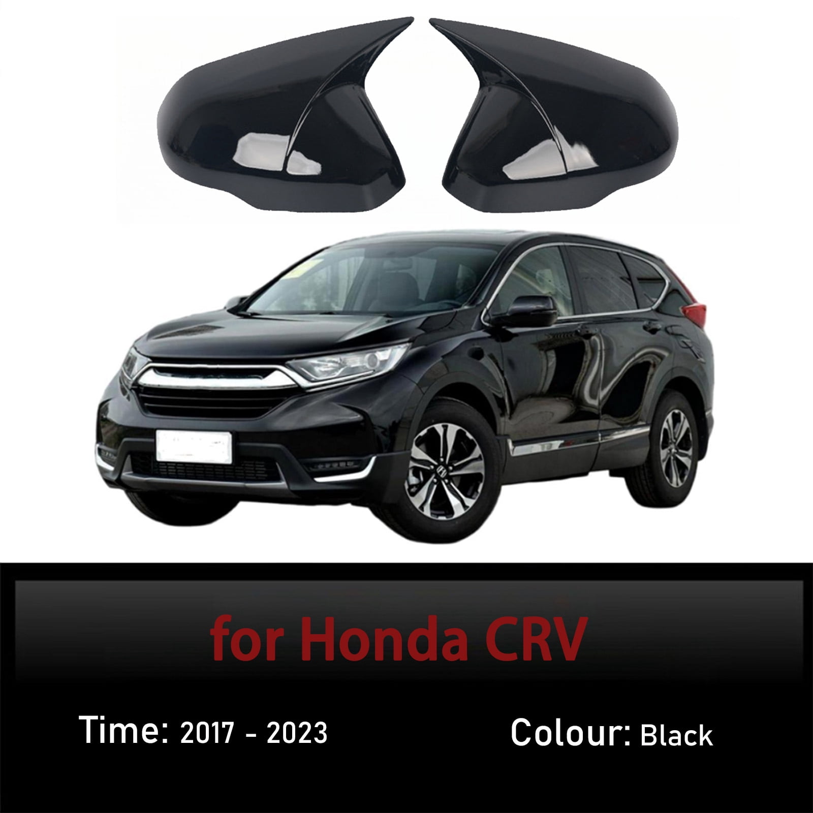 Bull Horn Rear View Mirror Cover Caps For Honda CRV 2017-2023, ABS Side Door Wing Mirror Cap Covers Protect Decorate Exterior Car Accessories-black