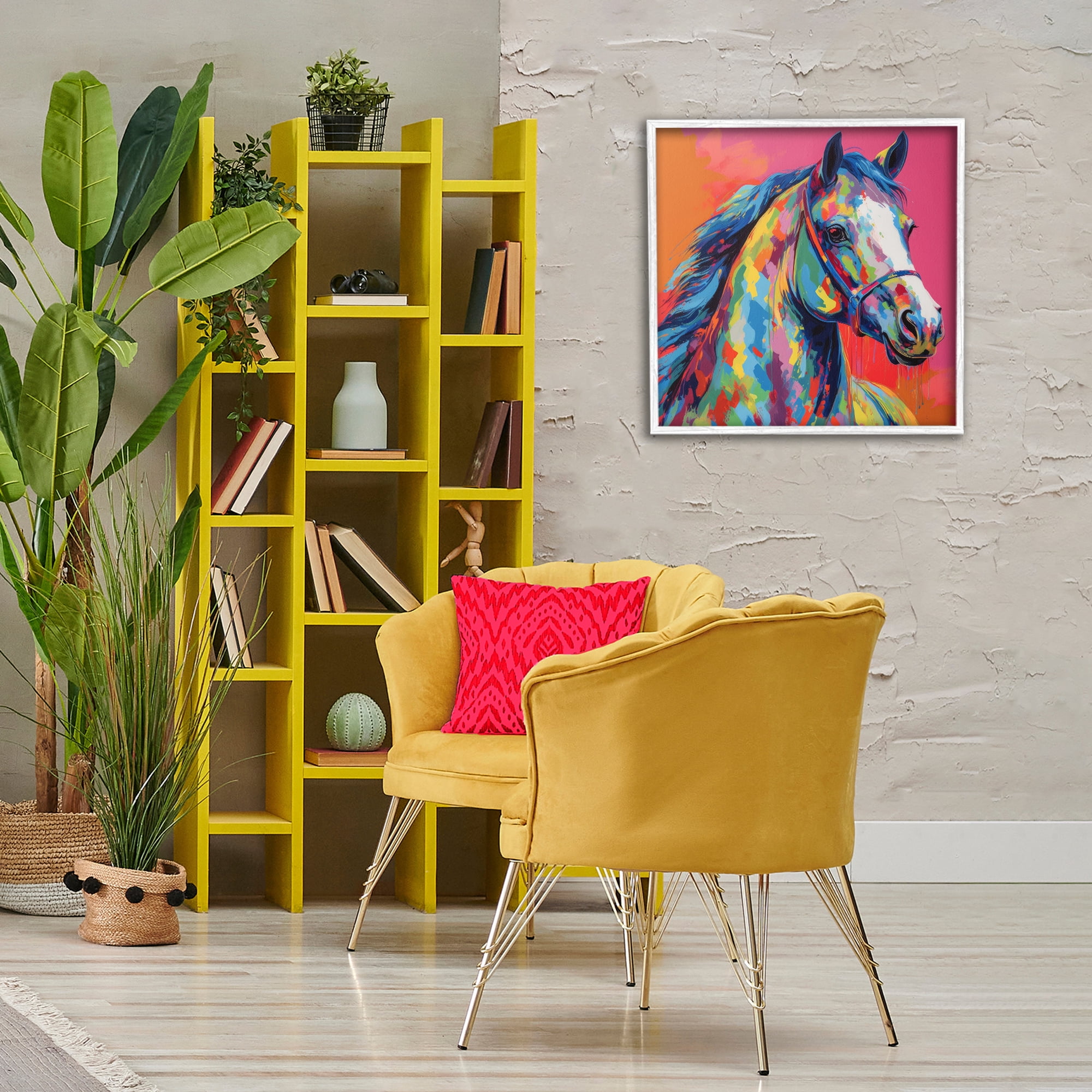 Stupell Industries Abstract Hue Horse Animals & Insects Painting White Framed Art Print Wall Art, 24 x 24
