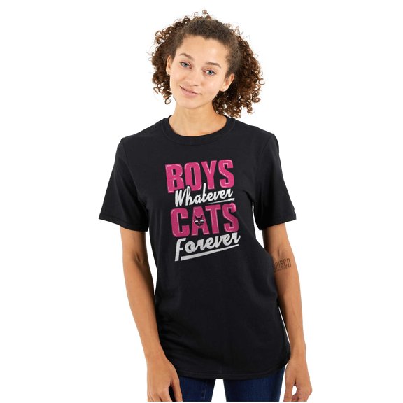 Boys Whatever Cats Forever Cute Funny Women's Plus Size Graphic Tee Brisco Brands 2X